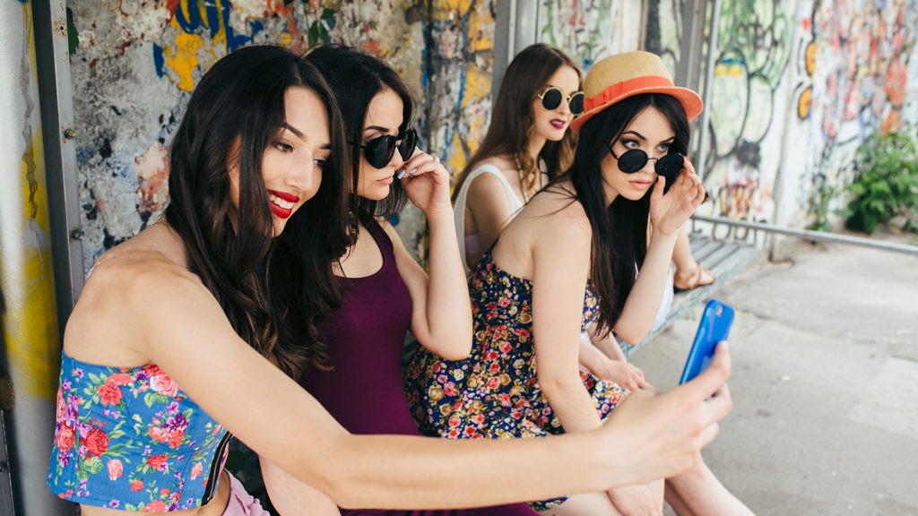 Five beautiful young girls relaxing