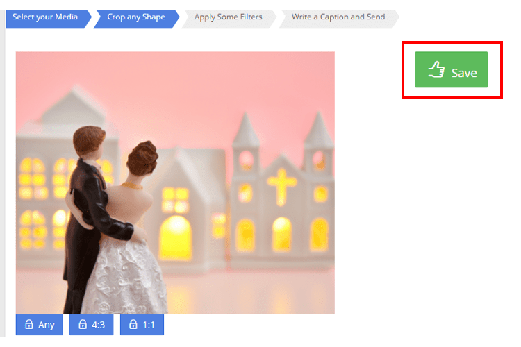 Gramblrに画像をアップした後、保存を選択