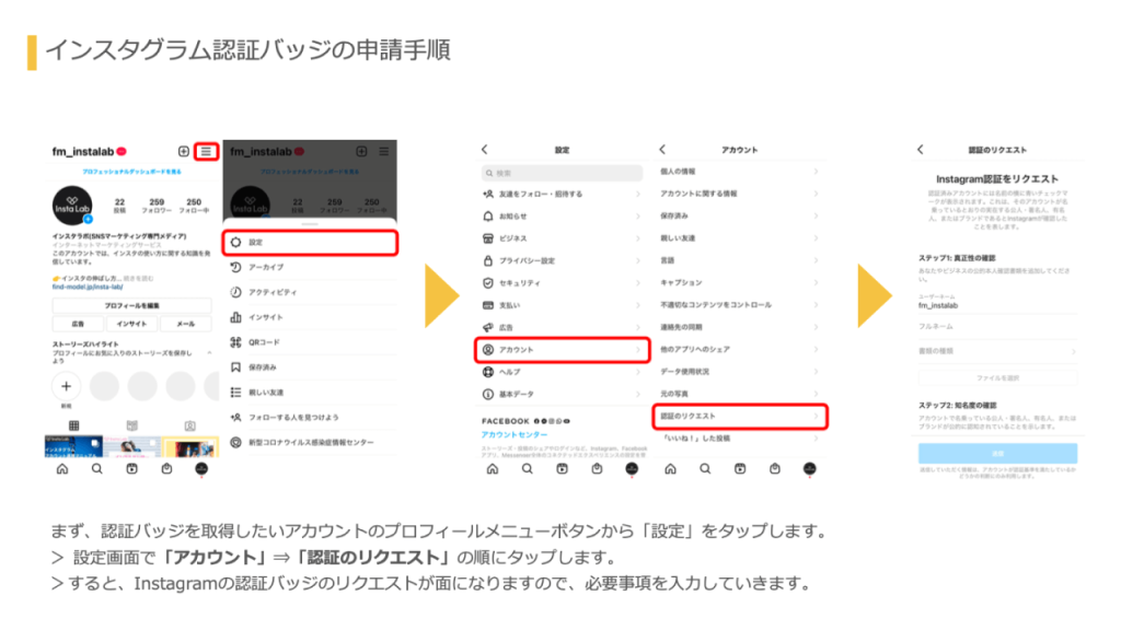 instagram 認証バッジ ストア 企業