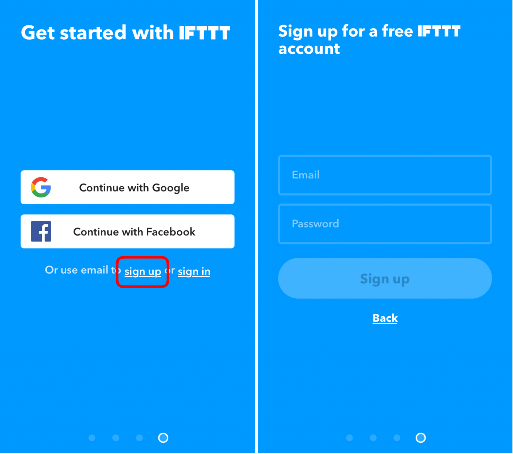 IFTTTサインアップ