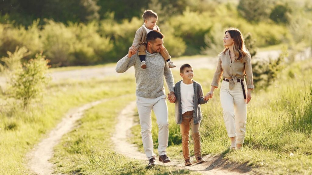 family-walking-outside