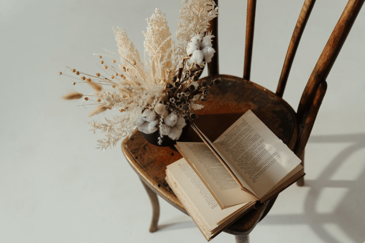 flowers-and-books-on-the-chair