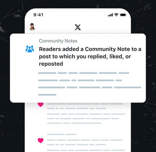 【最新ニュース】X（旧Twitter）、投稿にアクションしたユーザーにコミュニティノート追加の通知を送信する新機能を追加